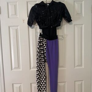 Girls Hip Hop Dance Costume w/ Sequin Jacket & Hammer Pants